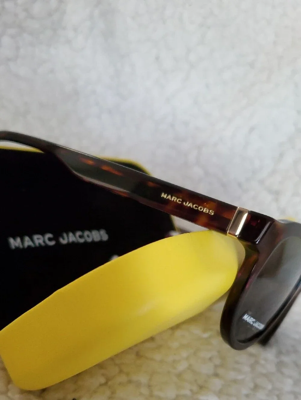 Marc Jacobs Tortoiseshell Sunglasses with Brown Lenses and Yellow Case